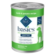 Blue Buffalo Basics Grain Free Adult Wet Dog Food, Skin & Stomach Care, Lamb, 12.5oz Can