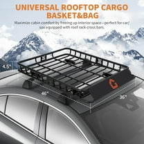 Acekid 46"x36" Roof Rack,Heavy Duty Car Rooftop Cargo Carrier Basket with Cargo Net,Luggage Holder with Extension for Universal,Pick Up Trucks,200lbs Capacity