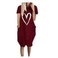 thumbnail image 1 of B91xZ Robes pour Femmes 2024 Décontracté Col Carré Manches Courtes Dos Nu Volanté Robe Décontractée, Vin TG, 1 of 4