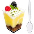thumbnail image 4 of DLux 50 x 5 oz Mini Dessert Cups with Spoons, Square Large - Clear Plastic Parfait Appetizer Cup - Small Reusable Serving Bowl for Tasting Party Desserts Appetizers - With Recipe Ebook, 4 of 7