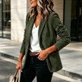 thumbnail image 4 of IUYRTFE Women's Suede Look Blazer Lapel Collar Button Front Lined Jacket with Padded Shoulders, 4 of 9