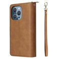 thumbnail image 6 of Feishell for Apple iPhone 13 Pro Max (6.7 inch) Wallet Case for Women Men,Premium PU Leather Magnetic Clasp Zipper 9 Card Slots Folio Flip Holder Shockproof Purse Phone Case with Wrist Strap,Brown, 6 of 8