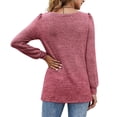 thumbnail image 4 of Langwyqu Long Sleeve Women Square Neck Puff Sleeve Solid Casual Sweatshirt Tops, 4 of 5