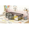 thumbnail image 4 of Twin Size Metal Floor Bed with Fence and Door, Metal Montessori Bed Frame for Kids Teens Boys Girls, Playhouse Floor Bed for Bedroom, Black, 4 of 9