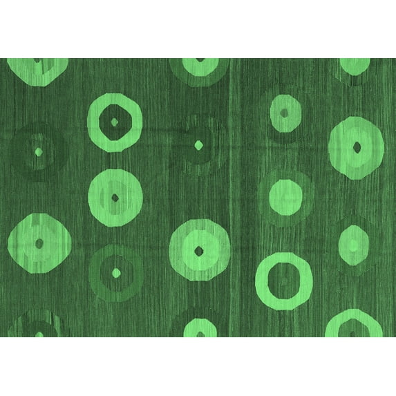 Ahgly Company Indoor Rectangle Abstract Emerald Green Contemporary Area Rugs, 8' x 12'