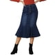 thumbnail image 1 of Falda de cola de pez para mujer INSPIRE CHIC, falda maxi de mezclilla desgastada, talla XS, azul oscuro, 1 of 6