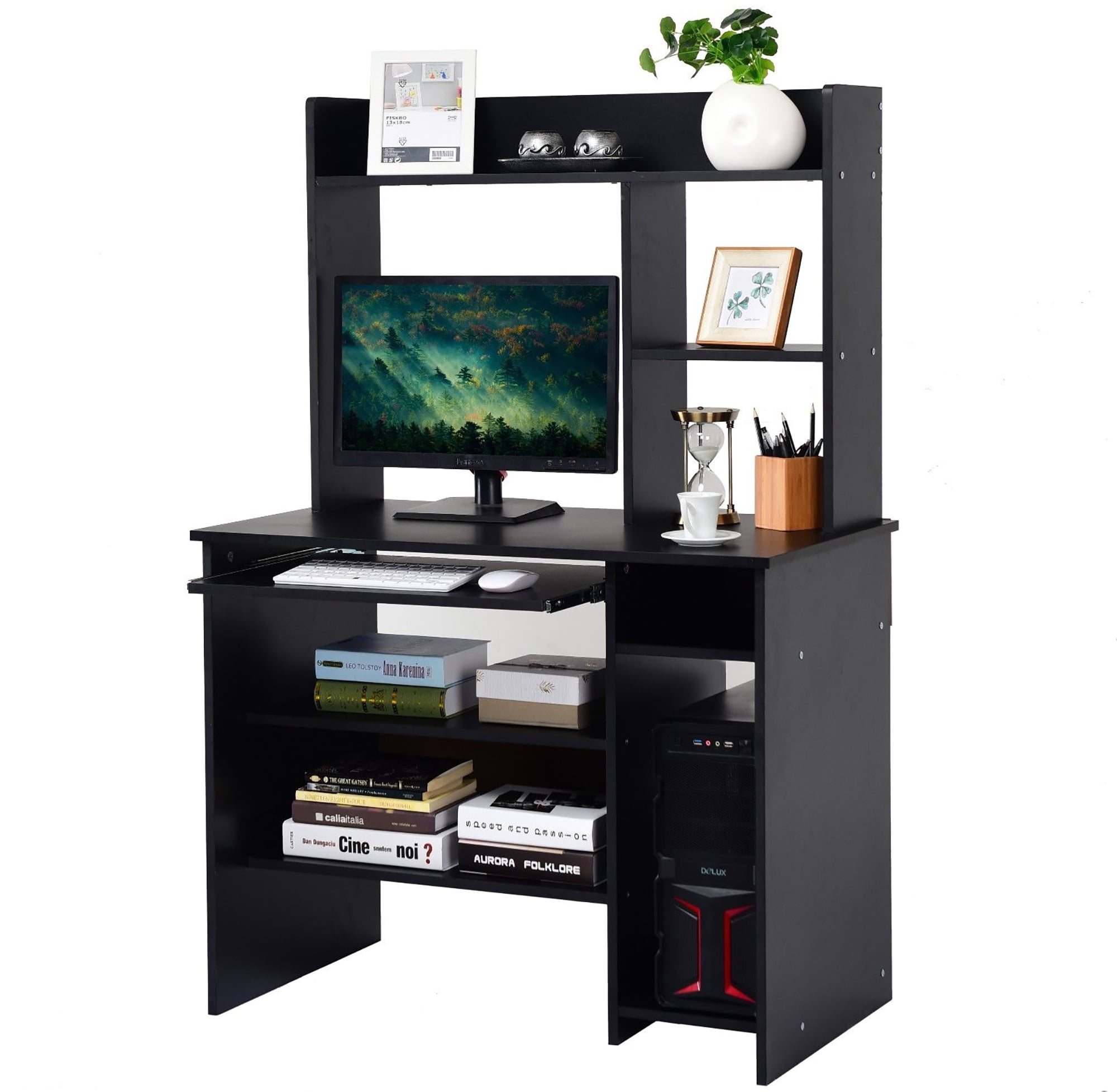 Emall Life Computer Desk with Bookshelf and Drawers PC Laptop Study Table 