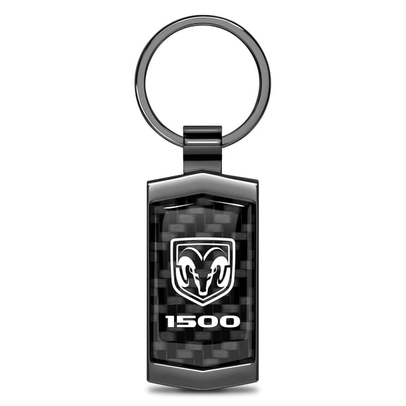 iPick Image for RAM 1500 Real Black Carbon Fiber Gunmetal Black Metal Case Key Chain, Official Licensed