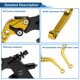 thumbnail image 4 of Palancas de freno de embrague cortas para Honda, Kawasaki, Suzuki y Yamaha, ajustables, palanca de freno de manillar de motocicleta, aleación de aluminio, tono dorado sólido, 4 of 6
