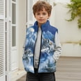 thumbnail image 6 of Xoenoiee Wolf Mountain Forest Moon Print Boys Fleece Jacket Sleeveless Full-Zip Outerwear Cute Warm Fuzzy Winter Coat with Pocket for Kids, Size 7-8 Years, 6 of 7