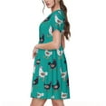 thumbnail image 2 of Bingfone Funny Chicken Print Women’s Short Sleeve Dress, Comfortable Casual Dress, Stylish Summer Dress with Stretchy Fit for Daily Wear, 2 of 6