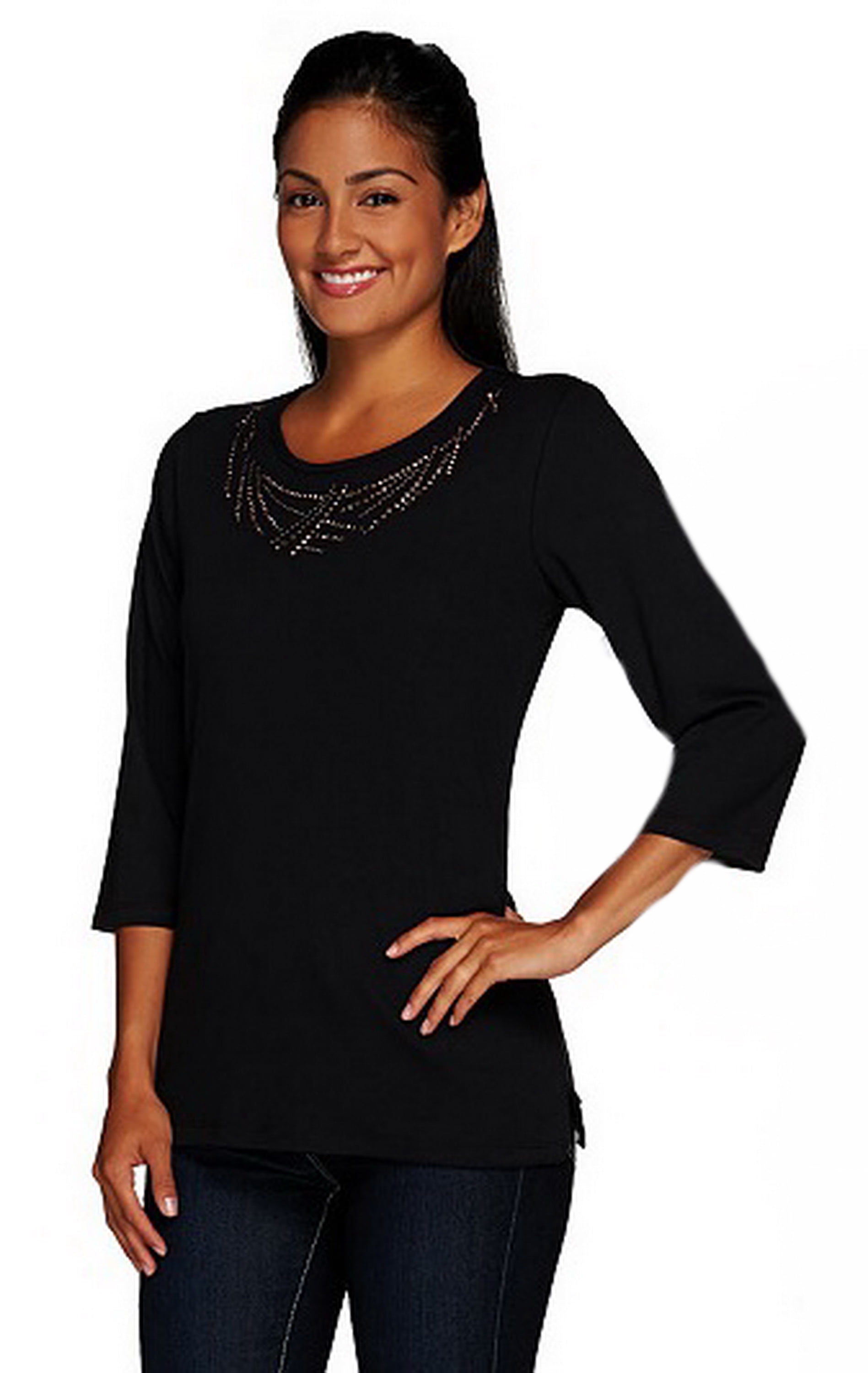 Quacker Factory Quacker Factory QVC Womens Copper Crush Embellished T