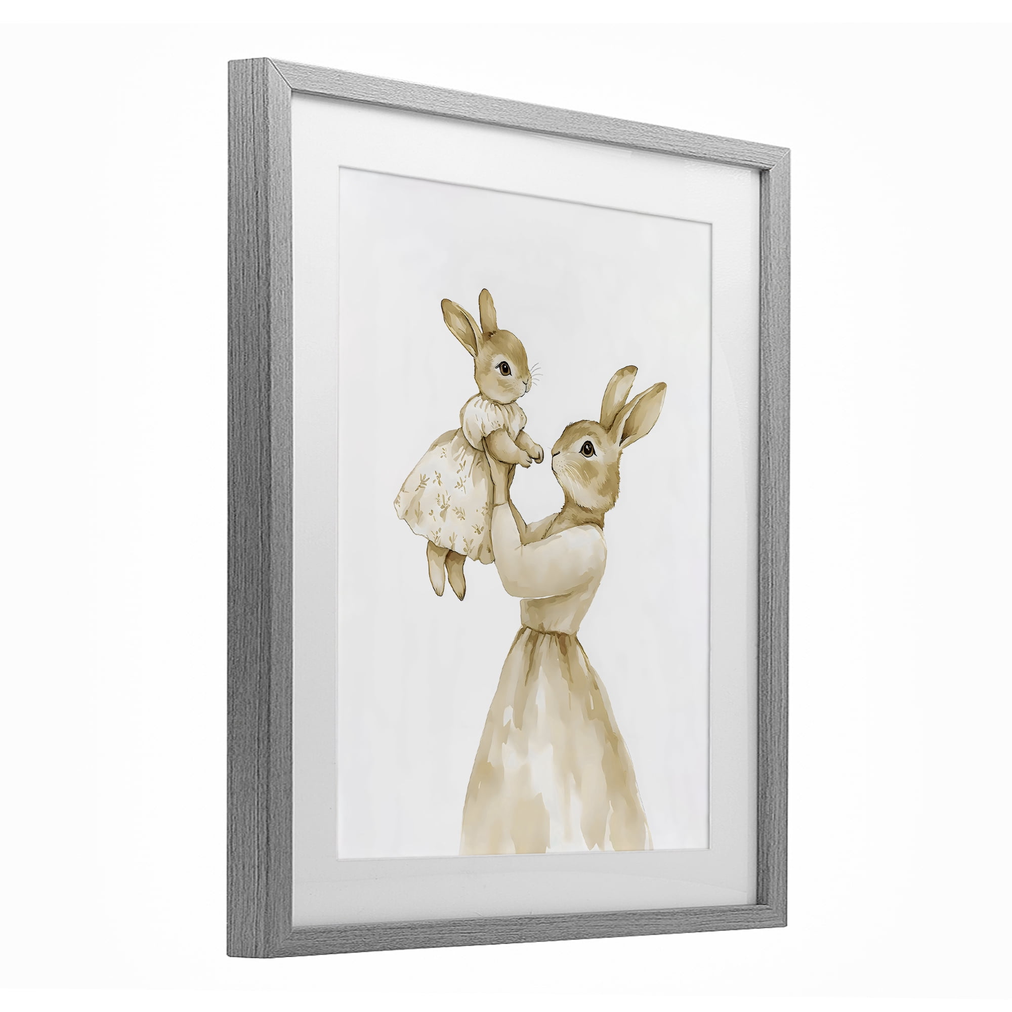 Stupell Industries Tender Mama Rabbit Gray Framed Print Under Glass, design by Arlington Prints