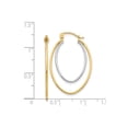 thumbnail image 4 of 14k Two-Tone Gold Oval Hoop Earrings for Women, Yellow and White Gold Polished Double Hoops, Lightweight Modern Fine Jewelry for Everyday or Dressy Wear, 4 of 6