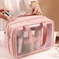 thumbnail image 2 of Clear Travel Makeup Bag for Women PVC Waterproof Large Zipper Bag with Dividers for Stadium Cosmetic Toiletry Organizer Tote Bag Pink, 2 of 6