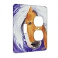thumbnail image 1 of KuzmarK™ 2 Gang Single Toggle / Single Duplex Wall Plate - Palomino Gypsy Cob on Purple Horse Art by Denise Every, 1 of 1