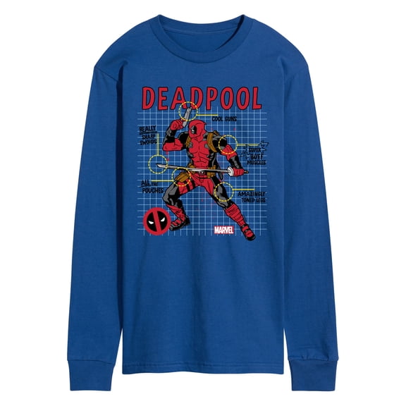 Marvel Deadpool - Blueprint - Men's Long Sleeve Graphic T-Shirt