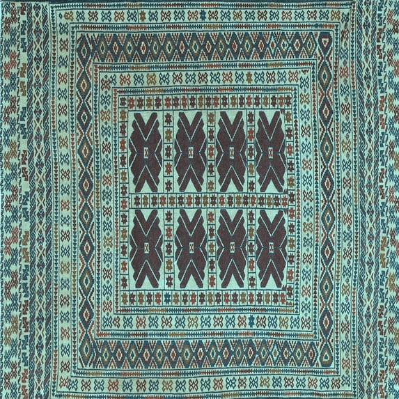 Ahgly Company Indoor Square Southwestern Light Blue Country Area Rugs, 6' Square