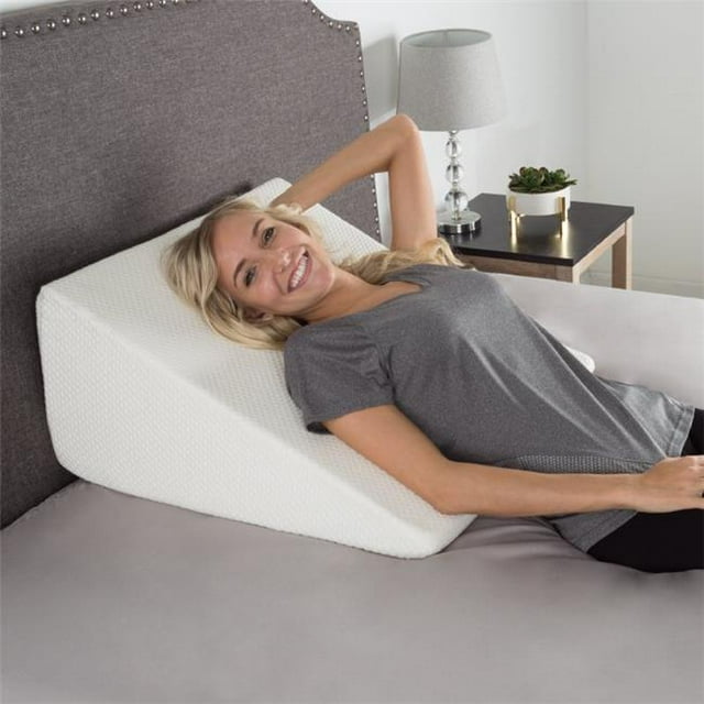 Lavish Home 82-TEX1025 Extra High Wedge Memory Foam Pillow with Bamboo Fiber Cover - Ivory