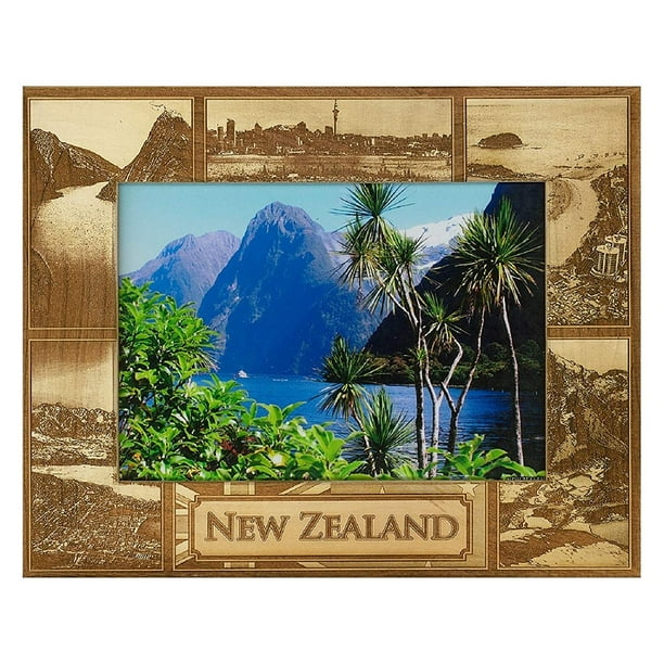 New Zealand Laser Engraved Wood Picture Frame (5 x 7)