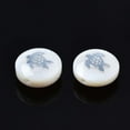 thumbnail image 3 of 20 pc Natural Freshwater Shell Beads with Brass Metal Embellishments Flat Round with Tortoise Platinum 8x4~5mm Hole: 0.6mm, 3 of 4