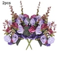 thumbnail image 1 of Ramo de rosas artificiales tela de simulación decoración floral boda en casa flor falsa, púrpura 2 Piezas kenally HA000013-02B, 1 of 6
