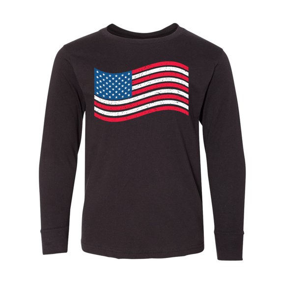 Inktastic Grunge American Flag Long Sleeve Youth T-Shirt