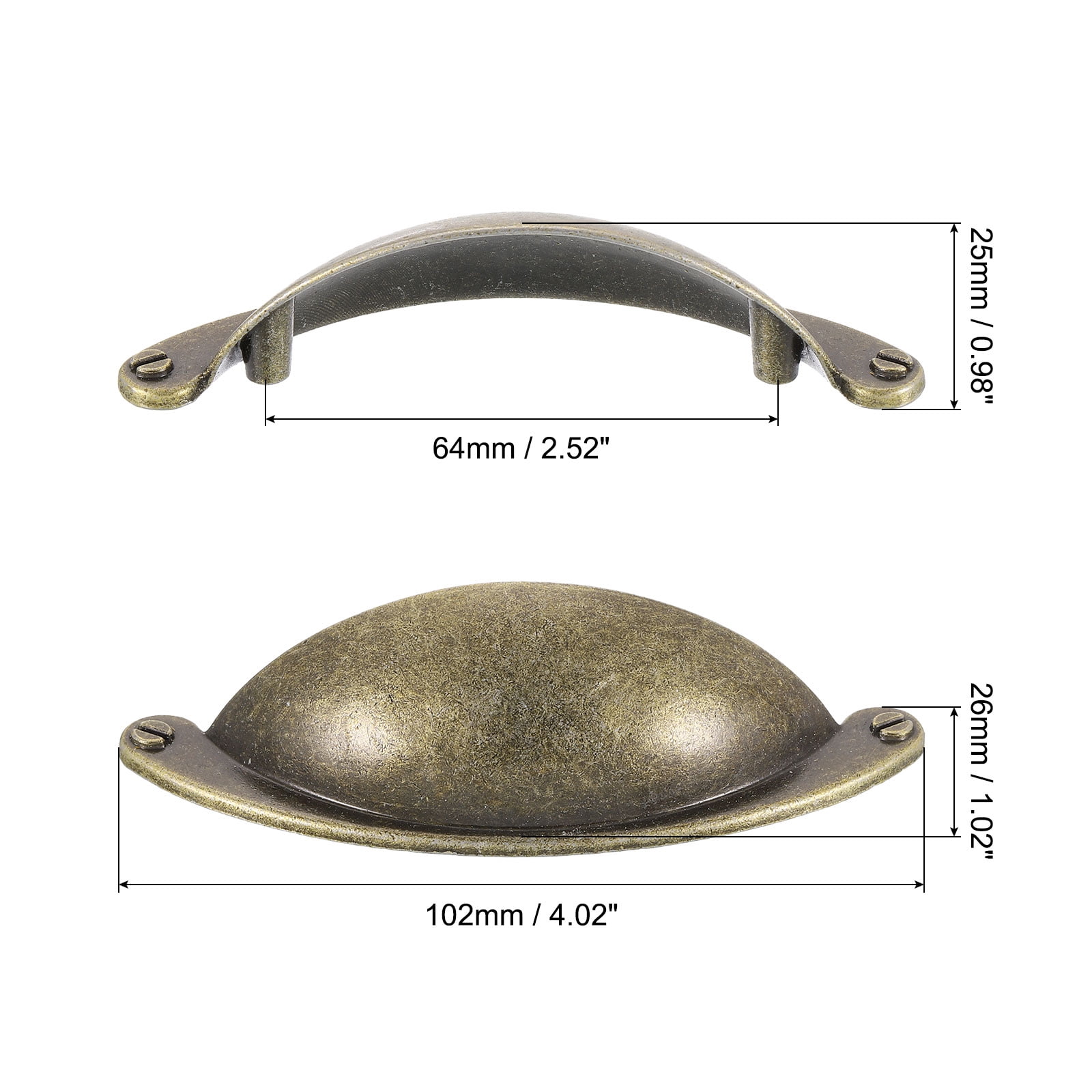 Unique Bargains Zinc Alloy Cup Pulls with Screws for Cabinet and Dresser Hardware Bronze