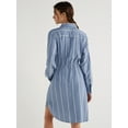 thumbnail image 3 of Time and Tru Women’s Soft Chambray Utility Shirt Dress, Sizes XS-XXXL, 3 of 5