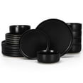 thumbnail image 3 of Vesteel 18-Piece Dinnerware set, Ceramic Plates and Bowls set for 6, Speckled Stoneware Dishes Set for Family, Microwave & Dishwasher Safe - Matte Black, 3 of 9