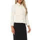 thumbnail image 4 of Chaquetas de cuello INSPIRE CHIC para mujer, de manga larga, con botones de perla y bolsillos, abrigos con ribete en contraste, M blanco, 4 of 6