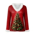 thumbnail image 4 of Gubotare Women's Fashion Slim V-Neck Blouse with Warm Faux Furry Collar Pullover Merry Christmas Plus Size Christmas Sweatshirt (Watermelon Red,3XL), 4 of 4
