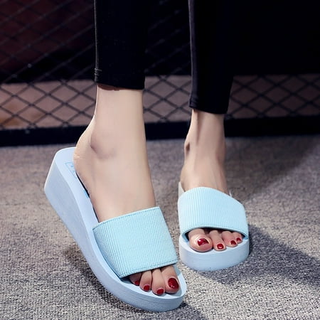 

YTJX Slippers For Women Ladies Bohemian Wedges Slippers Causal Beach Shoes Sandals