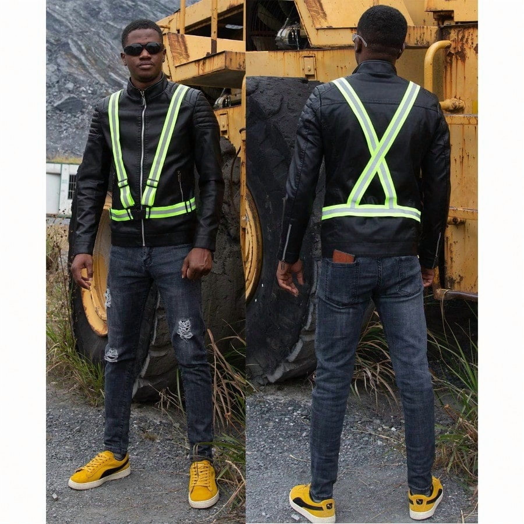 Zojo Reflective Vest Lightweight Adjustable Safety High Visibility For Running Fits Outdoor Cloth Pack Of 10 Neon Yellow