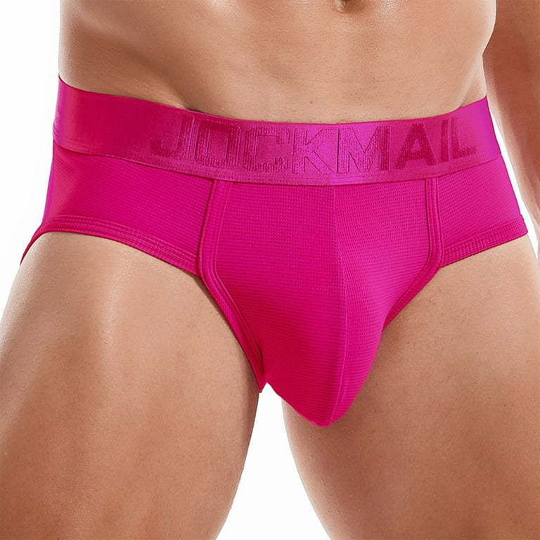QWERTYU Mens Jock Strap Jockstrap Bikini Male Athletic Briefs Supporters  Underwear Hot Pink L 