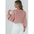 thumbnail image 2 of Women's Peach Blossom Bubble Sleeve Drop Shoulder Sweater with Big Flower Accent | [ZhiHiMeRi] | L, 2 of 5