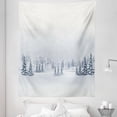 thumbnail image 1 of Winter Tapestry, Cold Season Scene in a Park Trees Foggy Misty Blurry Ice Freezing Weather Image, Fabric Wall Hanging Decor for Bedroom Living Room Dorm, 5 Sizes, White, by Ambesonne, 1 of 1