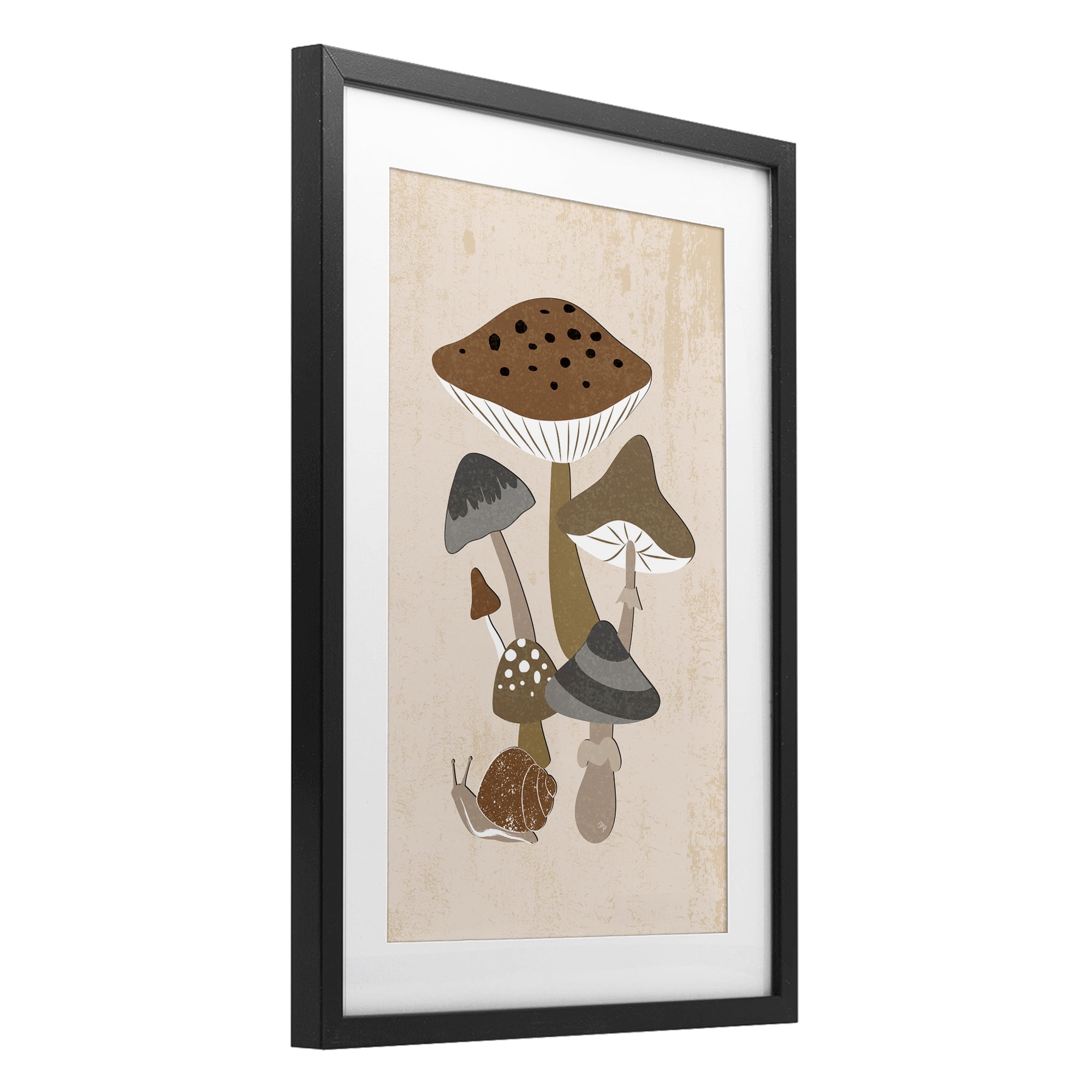 Stupell Industries Earthy Fungi Mushrooms & Snail Black Framed Print Under Glass, design by Martina Pavlova