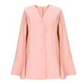 thumbnail image 4 of Sexlip Womens Double Breasted Cape Blazer V Neck Split Sleeve Elegant Business Casual Mini Blazer Dress Fall A Line Outfit Pink M, 4 of 6