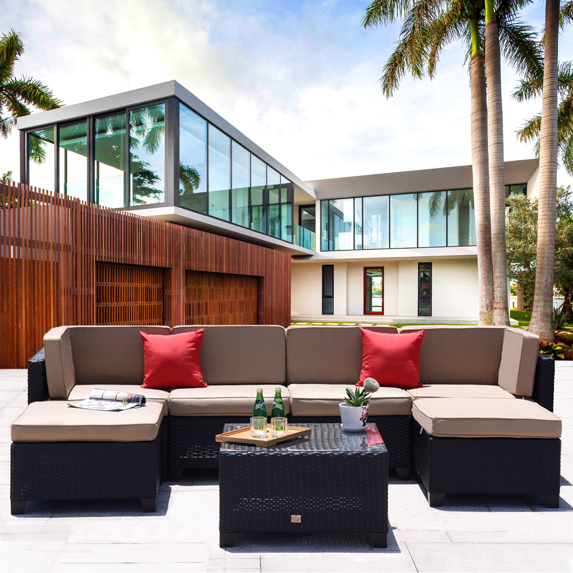 Cloud Mountain Wicker 7 Piece Patio Sectional Sofa Set by Cloud Mountain