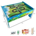 Hey! Play! Toddler Activity Wooden Train Set & Table 75 Piece Toy Cars Line
