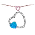 thumbnail image 3 of Star K� Double Open Heart Pendant Necklace with 6mm Created Blue Opal Stone, 3 of 9