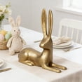 thumbnail image 6 of Gold Bunny Easter Decor Set of 2 – Elegant Easter Bunny Figurines, Resin Gold Rabbit Figurines for Easter Home Decor, Tabletop & Shelf Display(A+B), 6 of 9