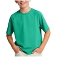 thumbnail image 3 of NORO ARK Boy's T Shirts Solid Color Outdoor Quick Dry Short Sleeved Breathable Top Green Size 13/14, 3 of 7