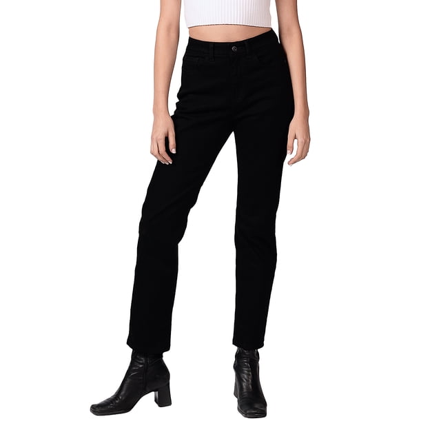 Jeans de mezclilla MCHK 6024. Corte recto. Color negro. Para mujer