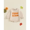 thumbnail image 2 of FEORJGP Toddler Boys Girls Halloween Rompers 0 3M 6M 12M 18M Infant Baby Long Sleeve Sweatshirt Jumpsuits Pumpkin Letter Embroidery Round Neck Bodysuiy Girl Fashion Cute Comfy Casual Clothes, 2 of 9
