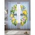 thumbnail image 2 of Lemon Wreath Sheer Curtains 108 Inch Long 2 Panels, Summer Fruit Frangipani Starfish Blue Stripes Light Filtering Rod Pocket Curtains, Sheer Voile Drapes for Living Room Bedroom, 52"x108", 2 of 8