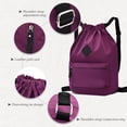 thumbnail image 4 of EIMELI Drawstring Backpack Purse Multiple Pockets for Commuting Swimming (Black), 4 of 10