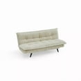 thumbnail image 3 of Corduroy Fabric Plush Futon Sofa Bed with Angled Legs, Living Room Sofa Couch Padded Tufted, Beige, 3 of 6