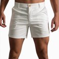 thumbnail image 3 of KPOPLK Mens Casual Cargo Shorts Classic Drawstring Stretch Hiking Beach Shorts Button Zipper Solid Knee Length Cargo Pants Straight Shorts Loose Fit Cargo Shorts with Pockets Size XXXL,White, 3 of 8